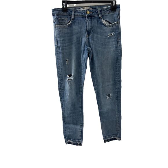 ZARA Basic Dept Z1975 Heritage Denim Distressed Skinny Jeans Size 6 Women's - Picture 2 of 7